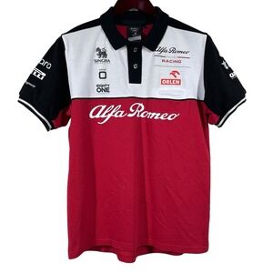 Alfa Romeo Racing Team Official Shirt Mens L Short Sleeve Code Zero Polo Logos